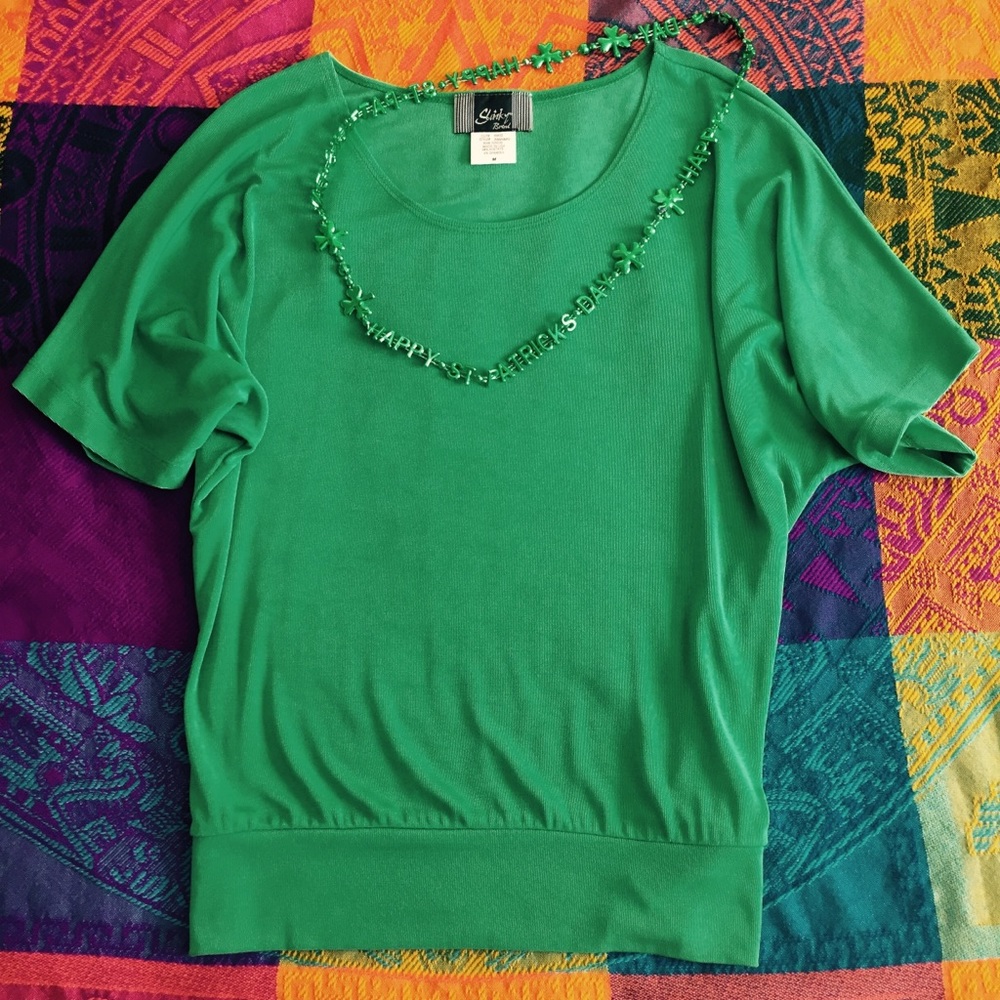 ♦️ B2G1 Slinky Brand Green Blouse Medium St. Patrick’s Day